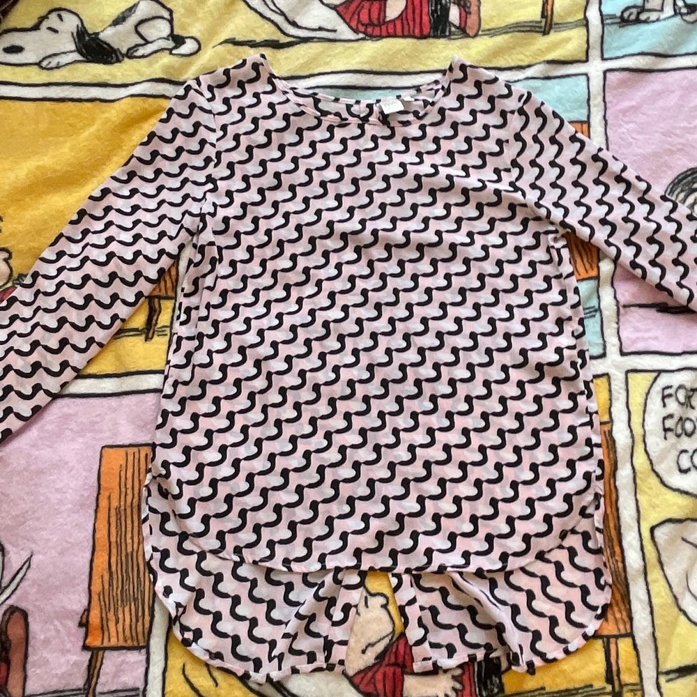 Pink and Black (Bird) Patterned Long Sleeve Shirt